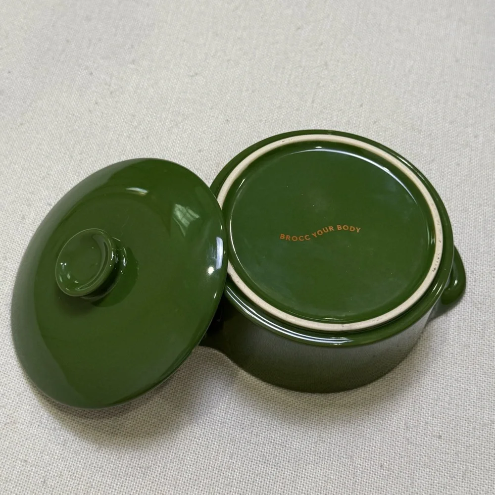 Brocc Your Body Mini Round Ceramic Cocotte Dish with Lid Green